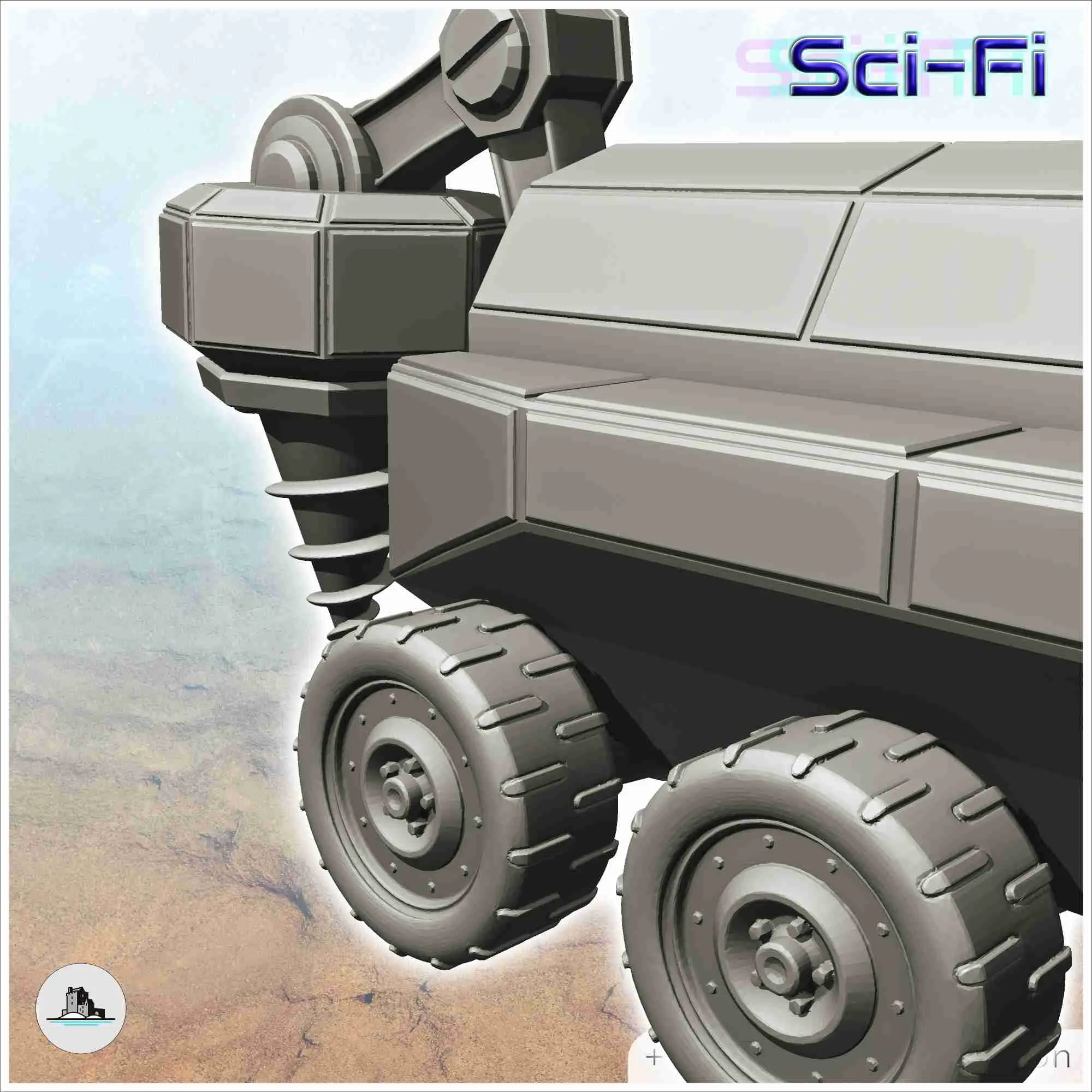Camión minero futurista con pala y taladro (2) - miniatur