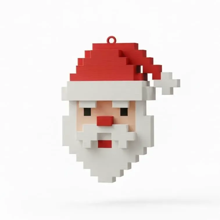 Pixel Christmas tree toy Santa Claus