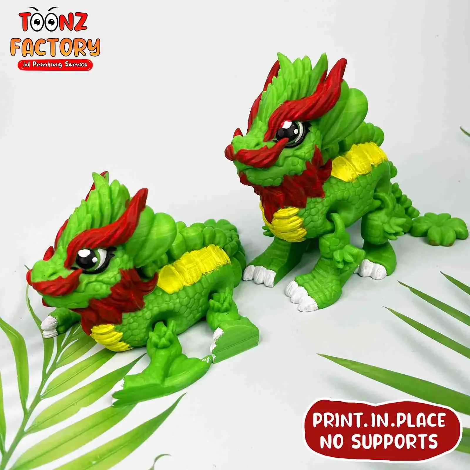 PRINT-IN-PLACE FLEXI CLOVER LEAF DRAGON ARTICULATED