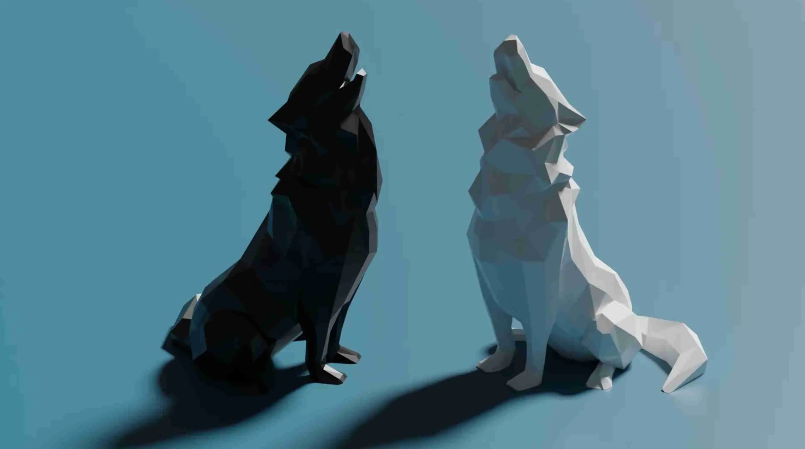 幾何狼 Low Poly Howling Wolf