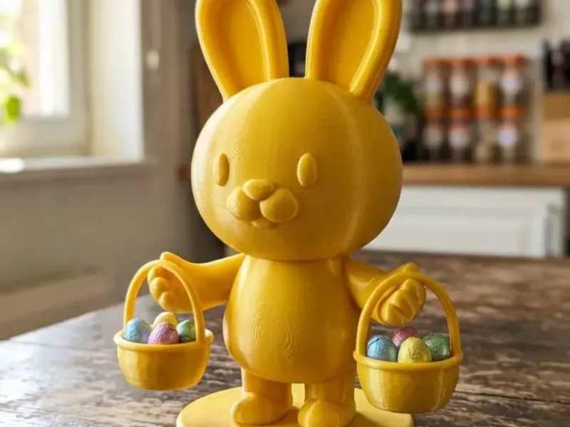 Cute Easter Bunny Basket Holder: Dual-Arm Display Stand
