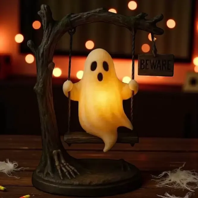 Pequeno Fantasma no Balanço - Cuidado!! Decoração de Halloween