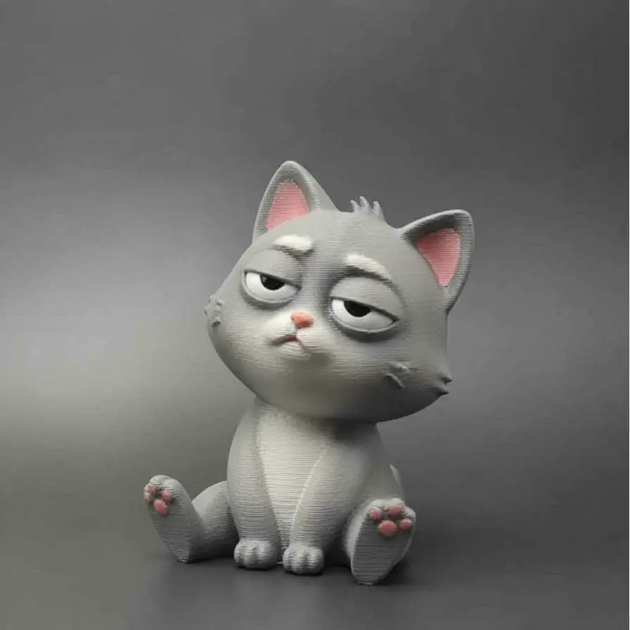 Sleepy Grumpy Cat Figurine – Cute Moody Cat 3D Printable Mod