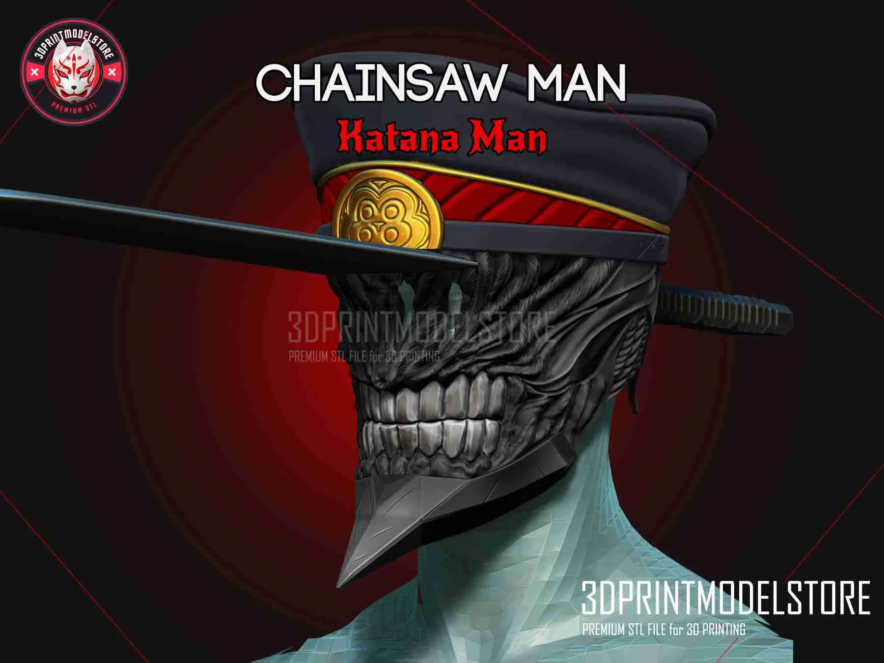 Chainsaw Man Katana Man Helmet Cosplay Halloween Costume 3D