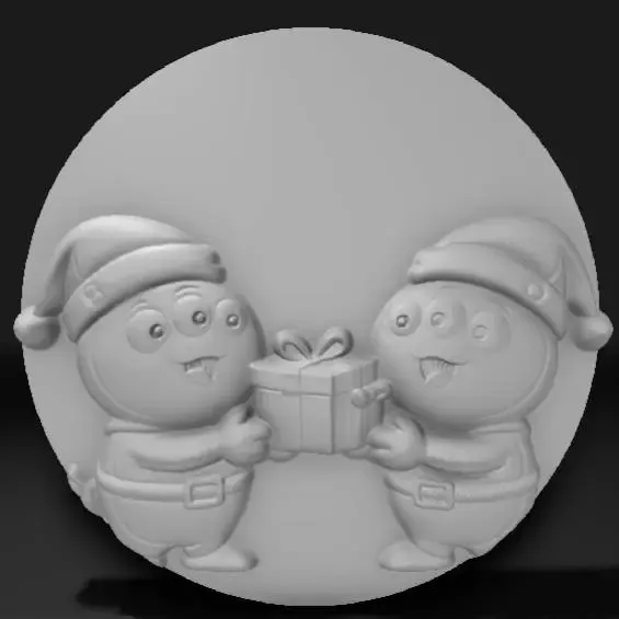 Christmas alien cartoons, cheerful green aliens 1