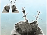 Carcass of wooden galleon on rock with two masts (2) - minia-1