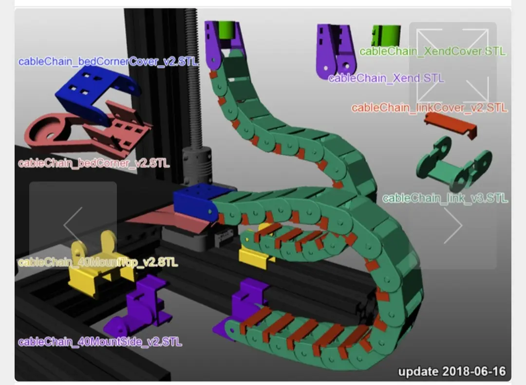 Ender 3 v2 cable chain from Thingyverse