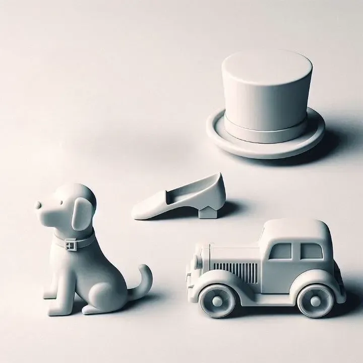 Minimalist Monopoly Tokens – Sleek Game Piece Set