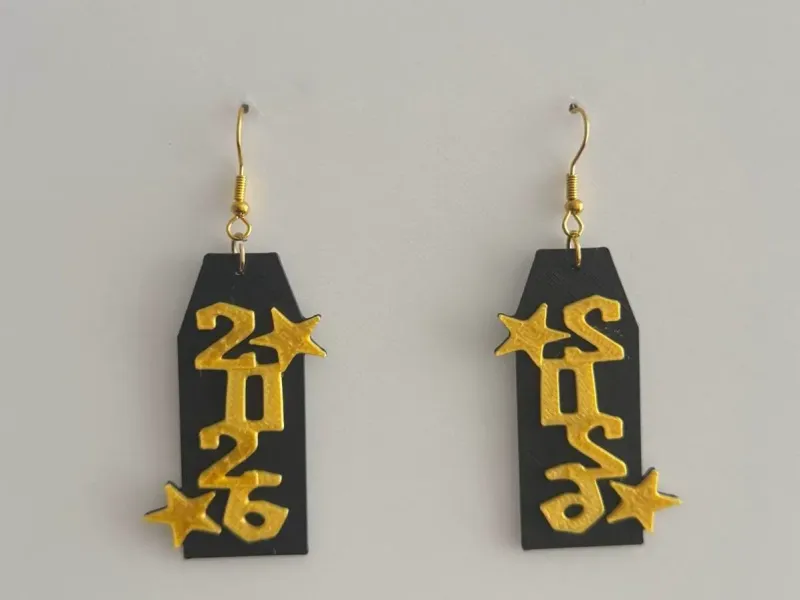 Earring Aros 2026 new years simplistic happy nuevo año