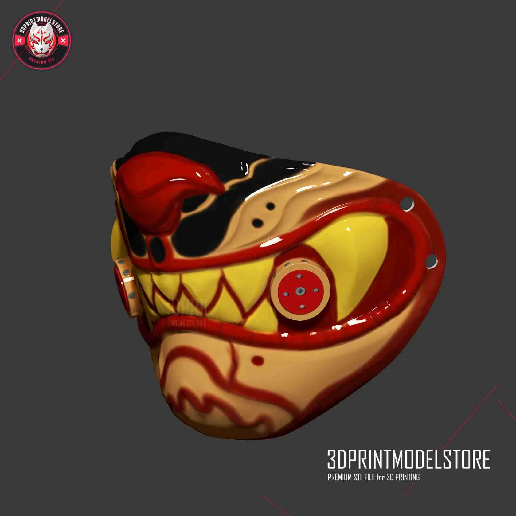 Fichier pour Imprimante 3D | Fichier 3MF | Masque de tigre - Masque  d'Halloween japonais Kitsune Cosplay | Creality Cloud, image size:1680x1680