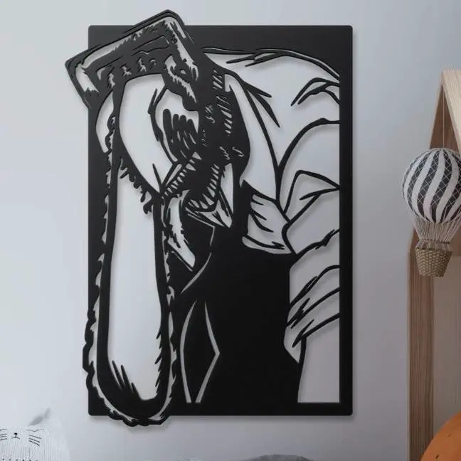 ⚙️🔥 Chainsaw-Head Demon 2D Wall Art – Printable Fan Design