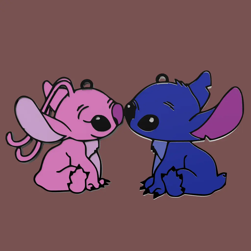 LLAVERO DE STITCH Y ANGEL MULTICOLOR/ ANAHTARLIK SAN VALENTIN