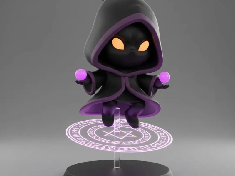 Chibi Dark Mage Levitation – Arcane Magic Mini Figurine