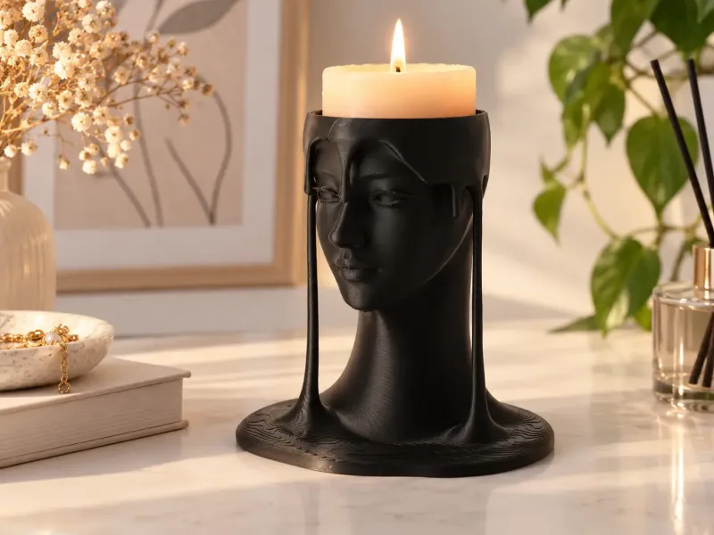 Portacandele dal Volto Fluido - Decorazione Artistica