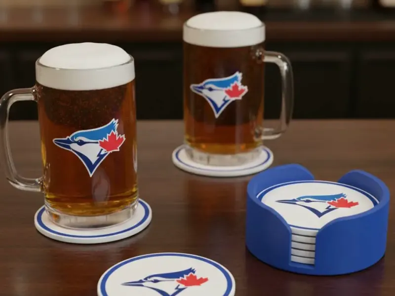 BLUE JAYS COASTERS AND HOLDER
