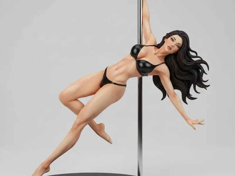 Obsidian Allure – Black Aerial Pole Dancer Figurine