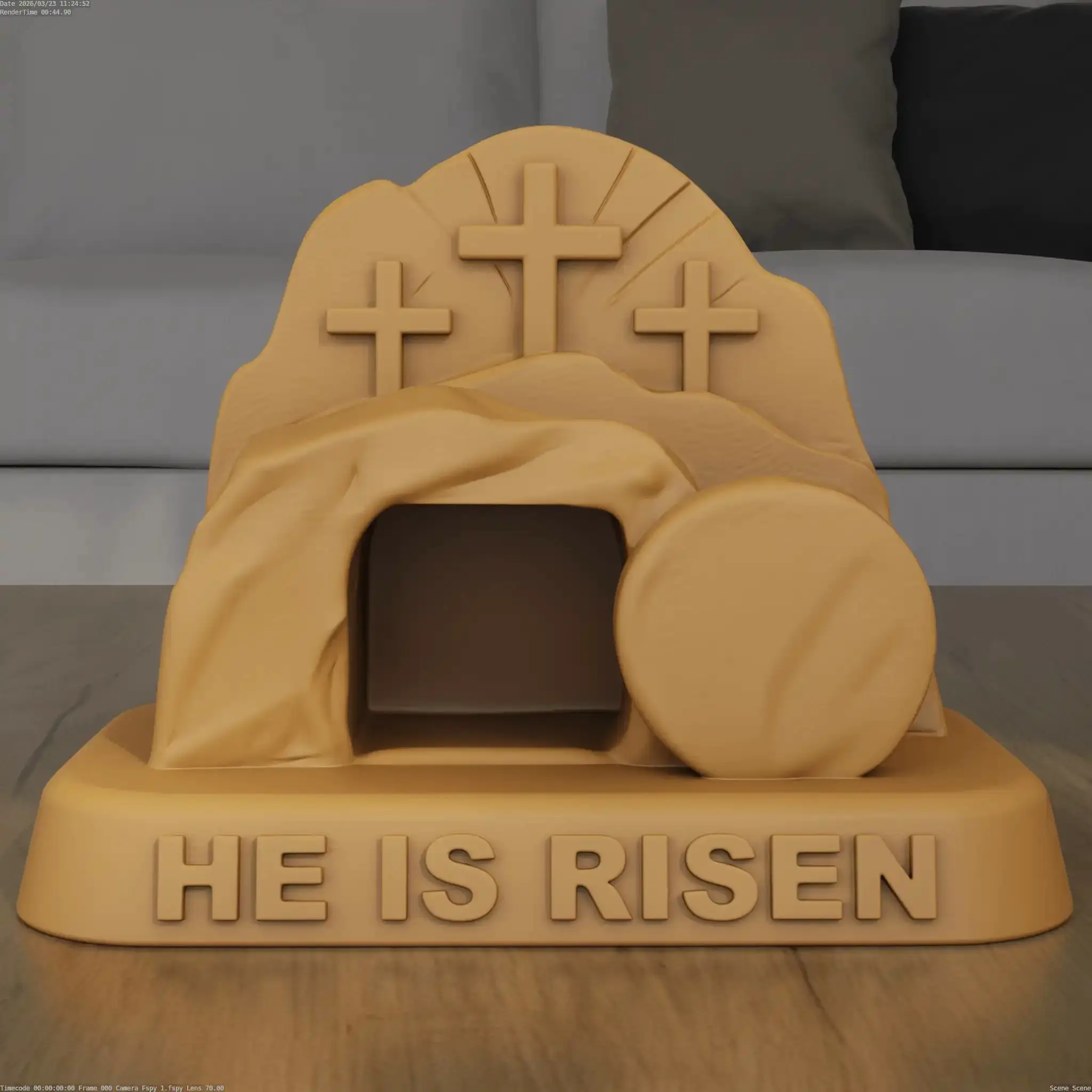 Easter Empty Tomb He Is Risen 3D Model STL