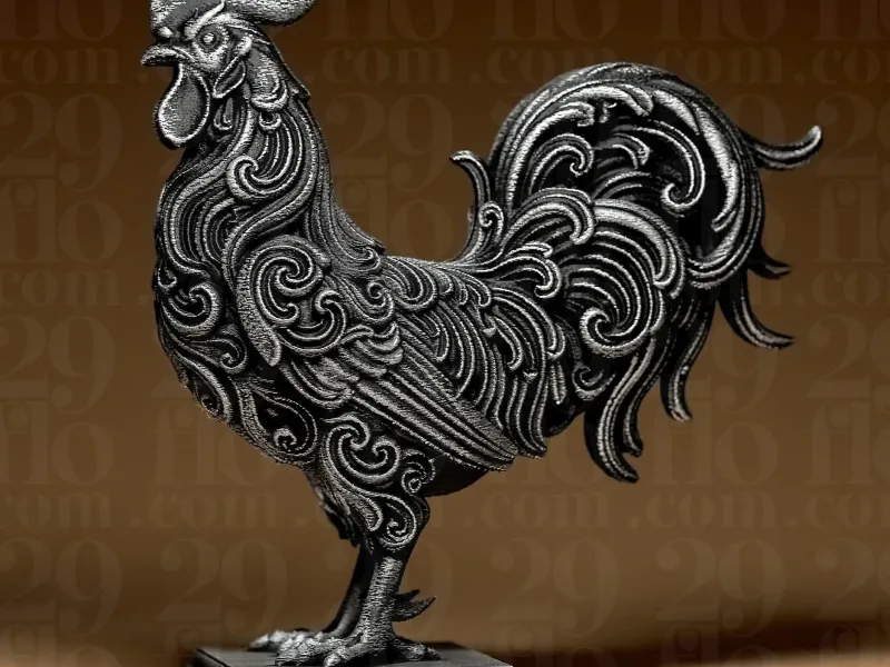 Floral Rooster Sculpture