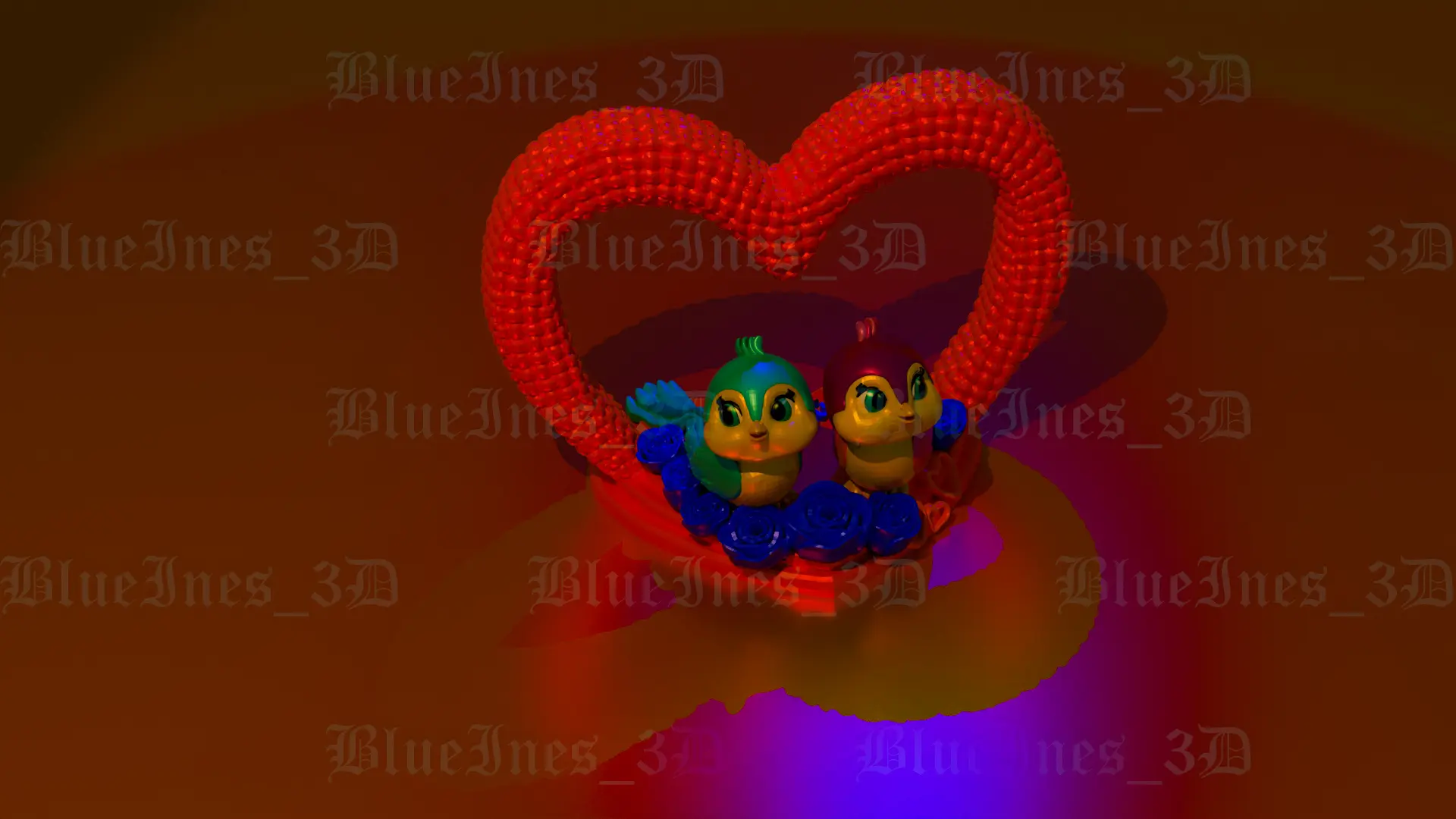 VALENTINE'S DAY HEART BIRDS WITH ROSES