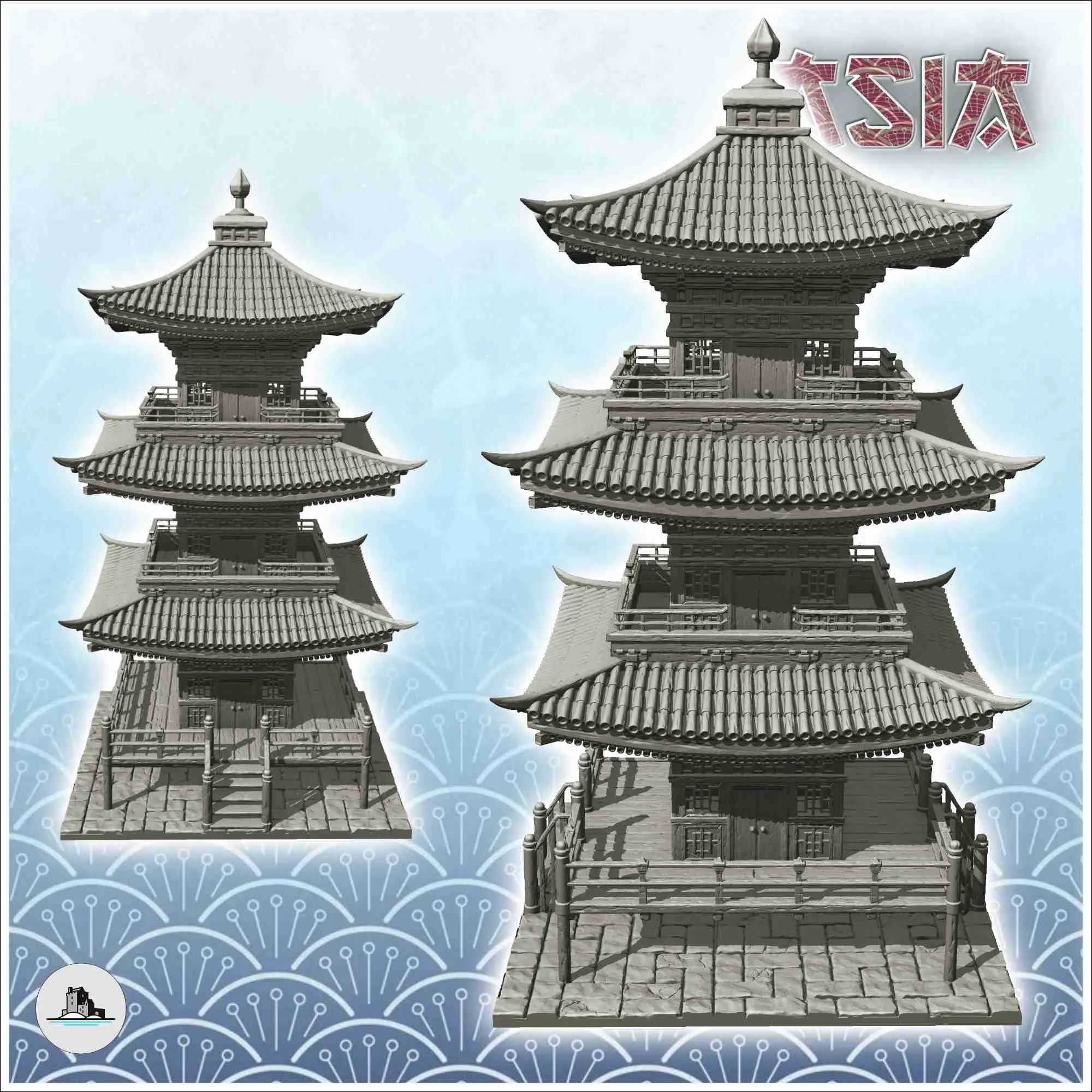 Gran pagoda asiática con plataforma de madera (40) - Japón China Kor
