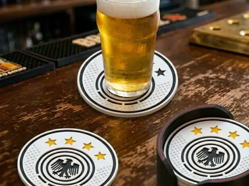 GERMANY FOOTBALL LOGO COASTERS AND HOLDER
