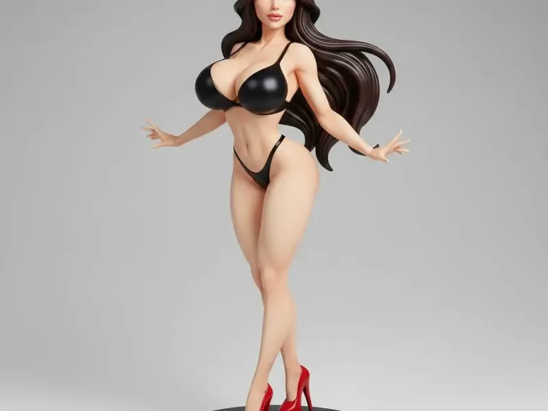Midnight Temptress – Black Glam Showgirl Figurine