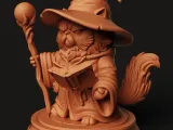 The Wizard Cat Statue | Sorcerer Kitten with Staff | Fantasy-2