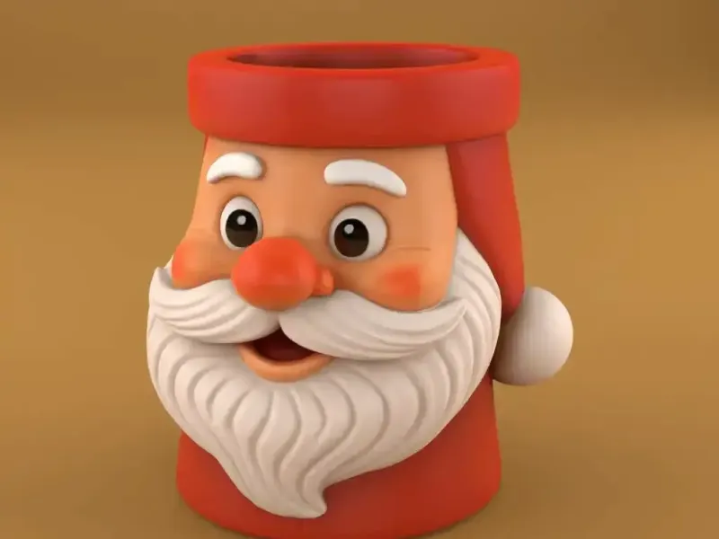 Santa Claus Planter 3D Model Festive Holder