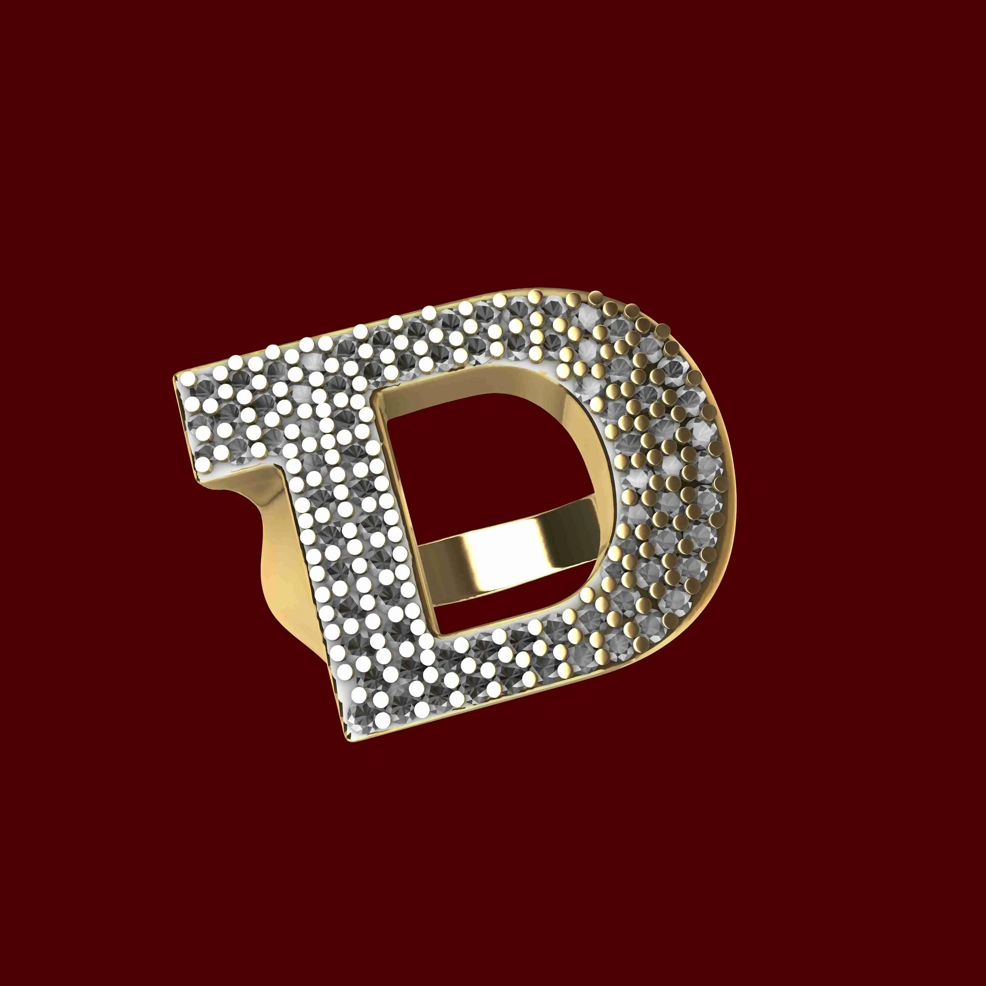 Designer D Letter Signet Ring