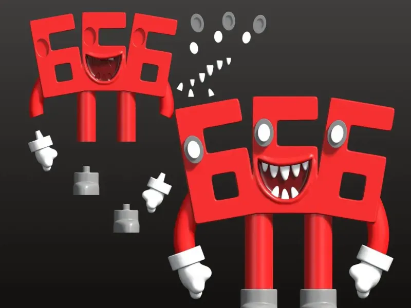 666 SIX SIX SIX Brainrot 3D Model STL Multiparts