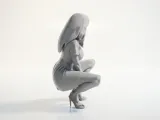 Squatting Lady Figurine Female Figure 3D Printable-1