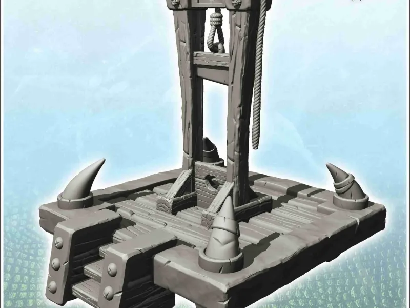 Set of orc spike guillotine with wooden platform (3) - minia