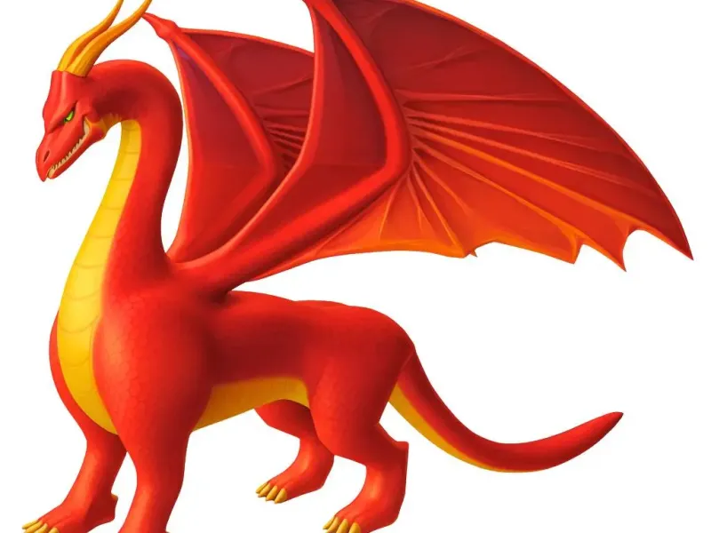 Red Fire Dragon Fantasy Statue STL