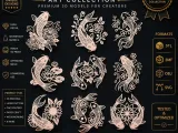 Floral Koi Fish CNC SVG STL Pack 9 Designs-1
