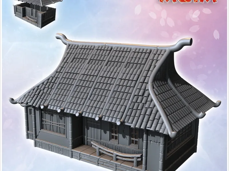 Asian building with entrance awning and rounded railing (29)
