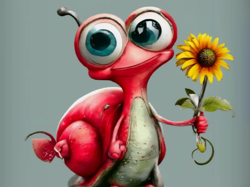 Snail holding Sunflower 