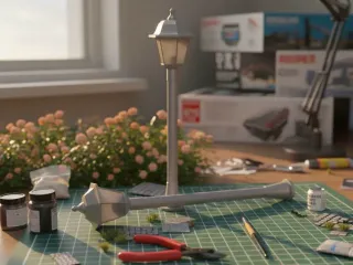 Outdoor street lamp post - diorama model