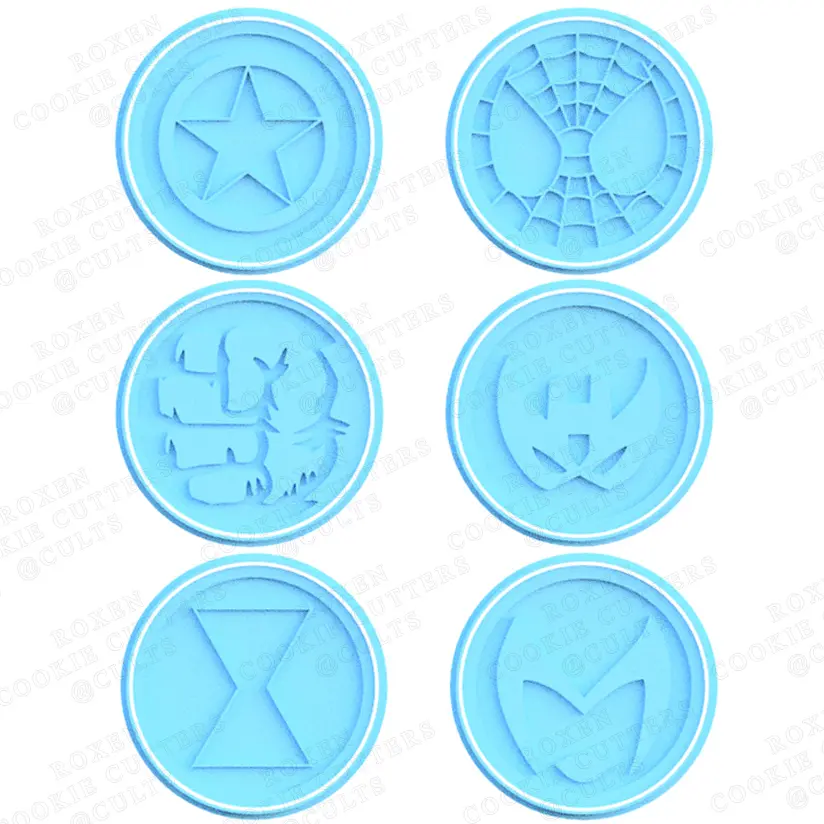Superheroes logo cookie cutter set of 12