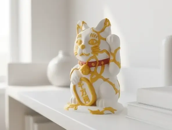 Kintsugi Style Maneki-neko Money Cat Decor