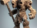 3383 Three-Headed Roaring Troll  3D-Printed Bronze-Style STL-0