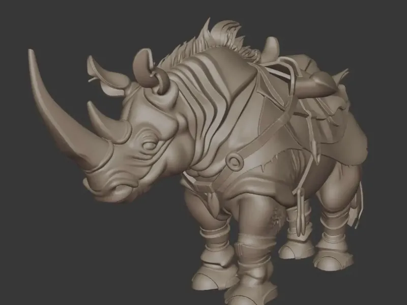 Saddled Rhino – Fantasy Mount Rhinoceros 3D Printable Model