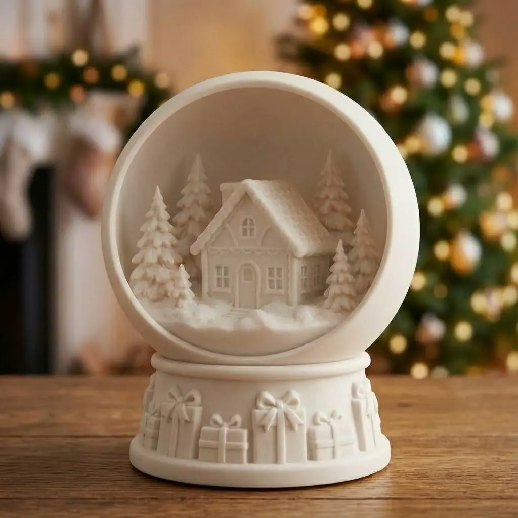 Winter Cottage Snow Globe / Christmas Ball Decoration
