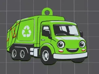 Llavero Camión de Reciclaje Kawaii 3D – Diseño Cute