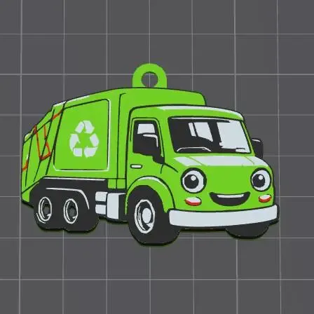Llavero Camión de Reciclaje Kawaii 3D – Diseño Cute