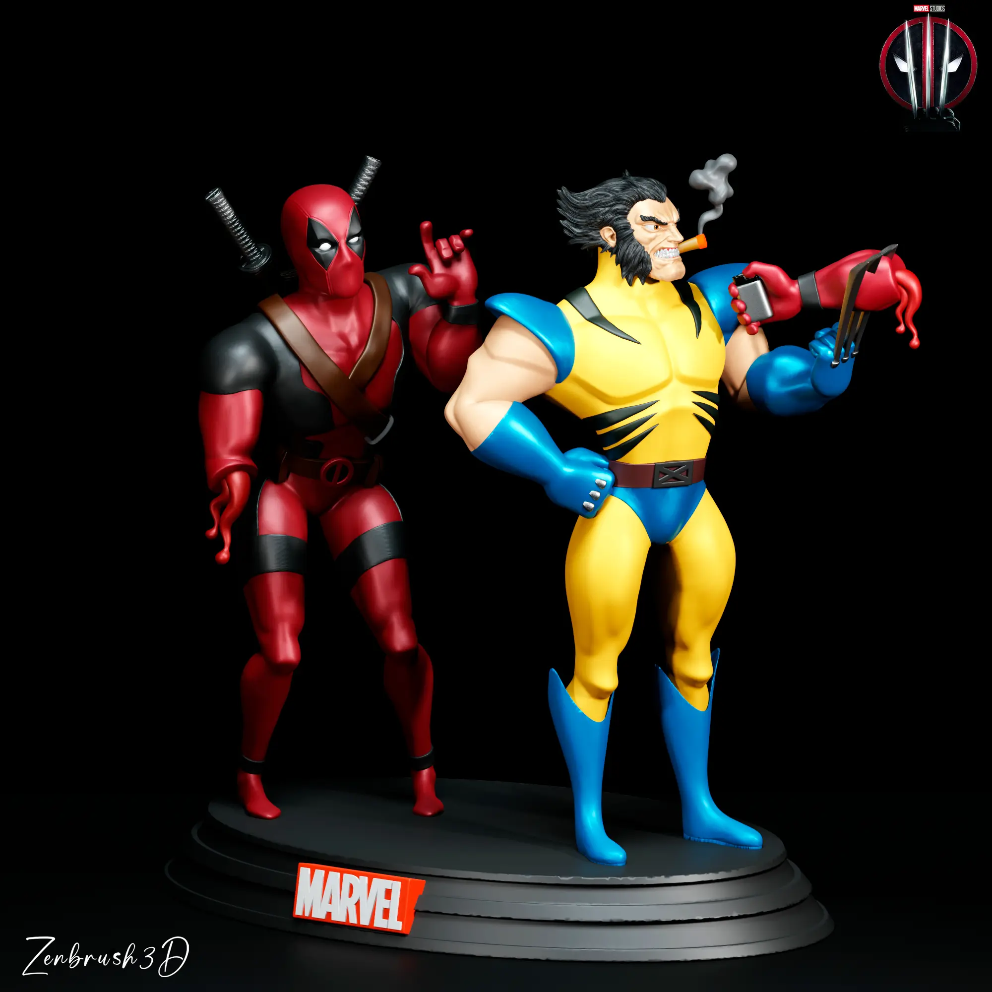 DIORAMA DE DEADPOOL E WOLVERINE COMPLETO PARA IMPRESSÃO 3D