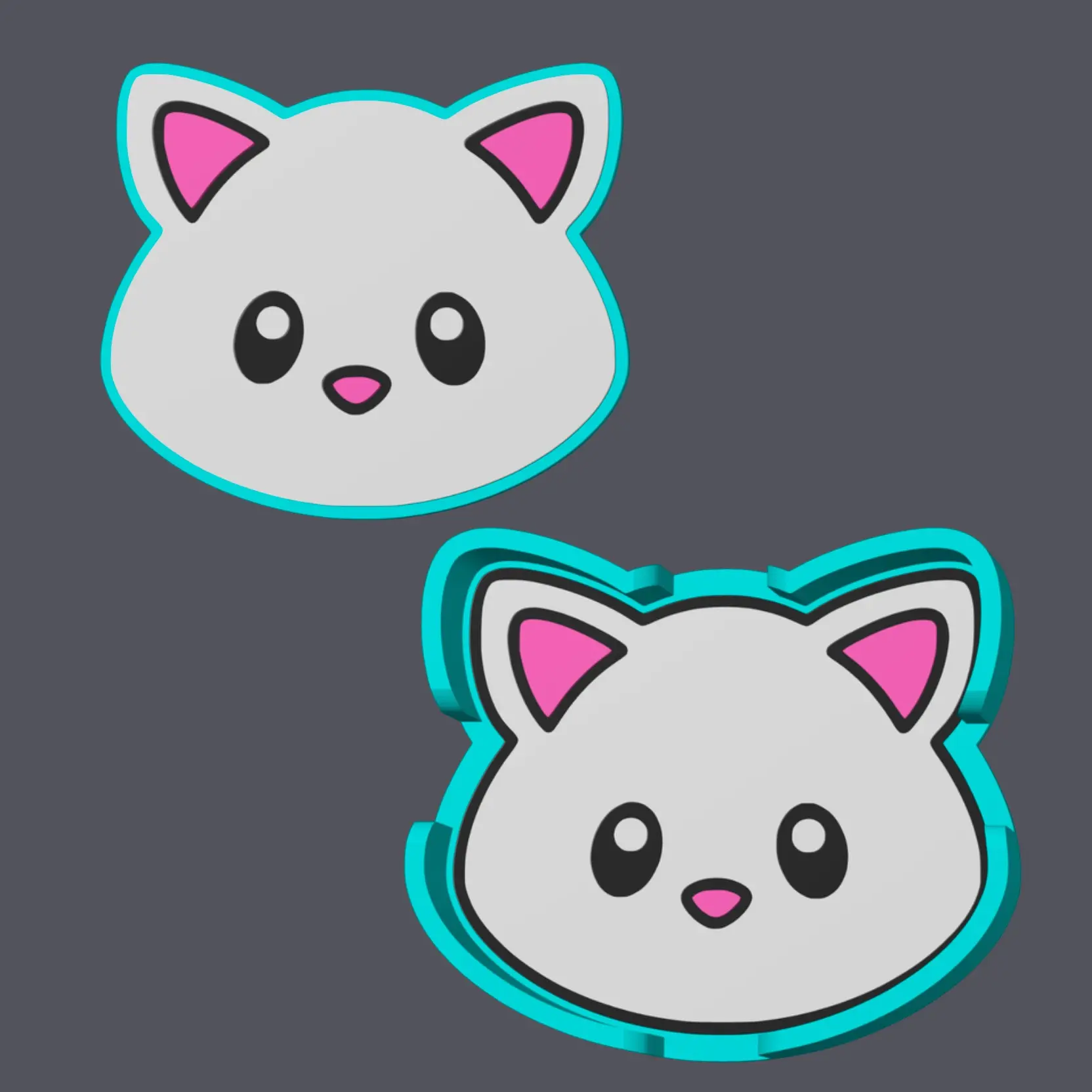 Kitten/Cat Head - Farm Animals - Shaped Coaster with holder