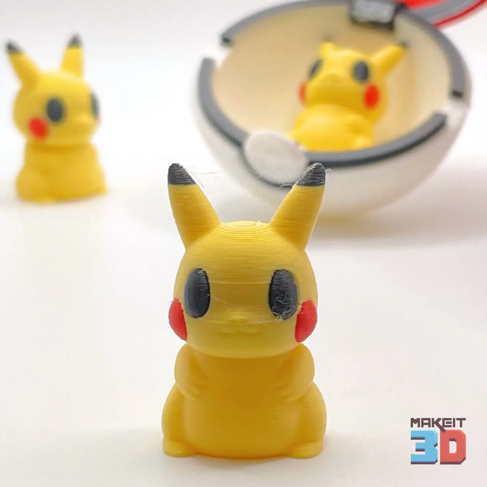 3D Printable Chibi Pikachu With Print in Place Pokeball