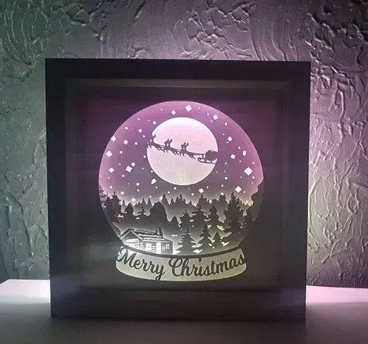 Weihnachts-Schneekugel-Lichtkasten (Schattenbox)