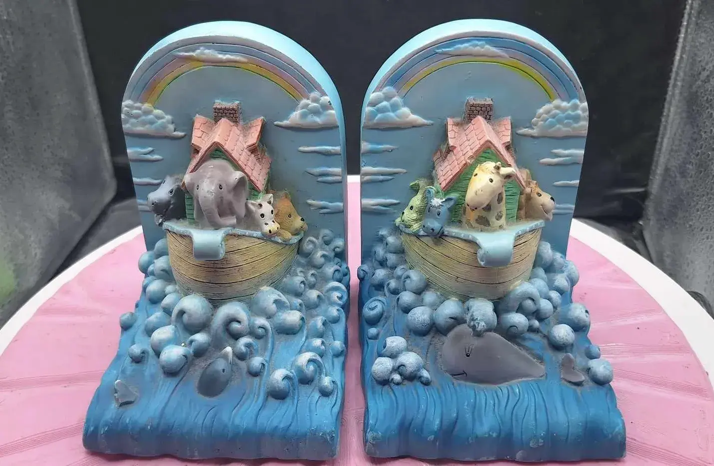 noah's ark bookends  giraffe and elephant