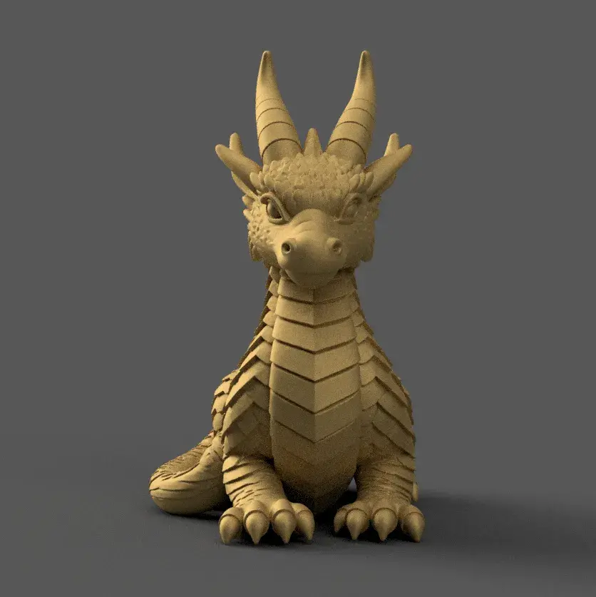 Charming Baby Dragon 3D STL File for Desk or Decor